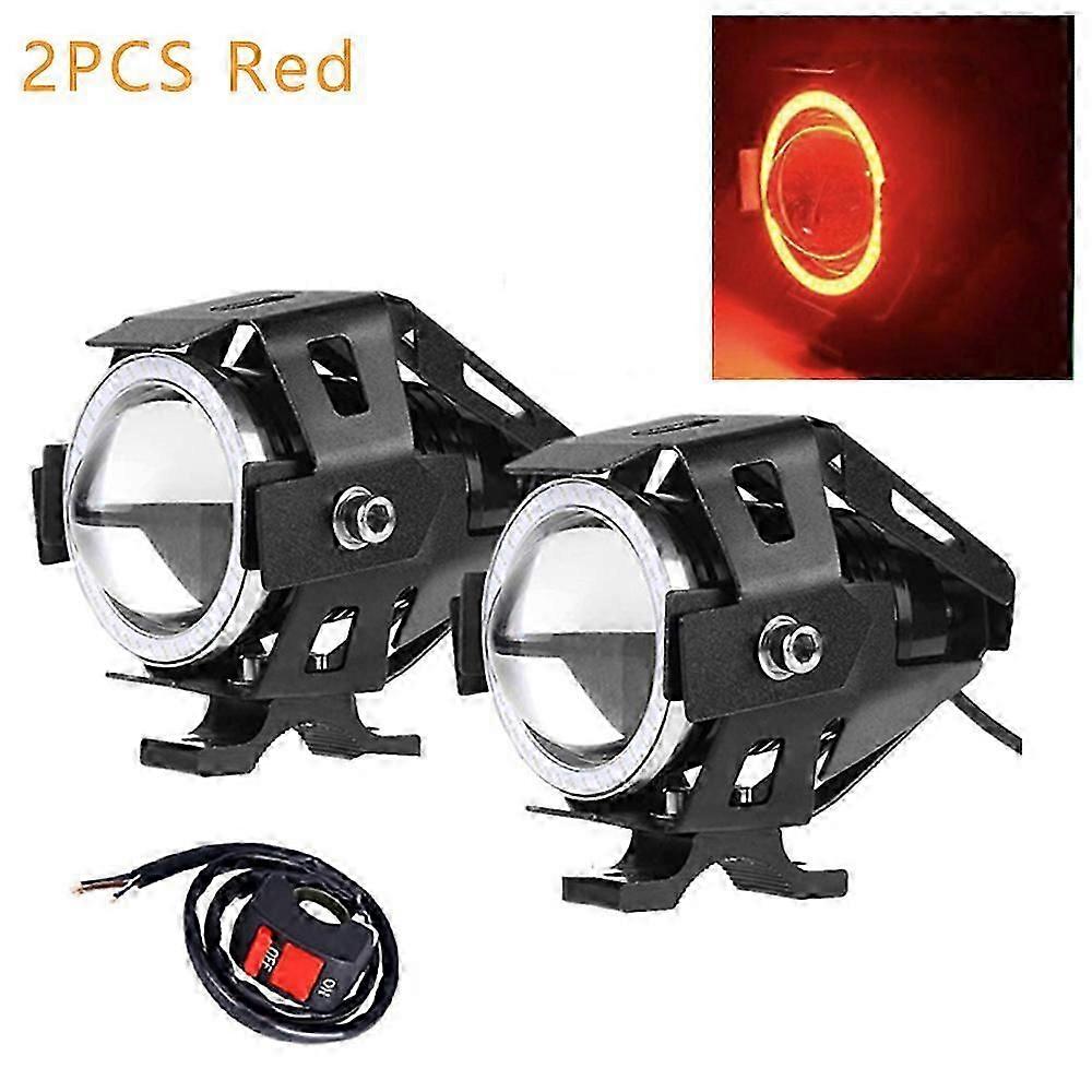 Led Motorcycle Headlight with Abgle Eyes 125W Additional Spotlights Fog Lights Universal Motorbike Auxiliary U7 LED Driving Lamp