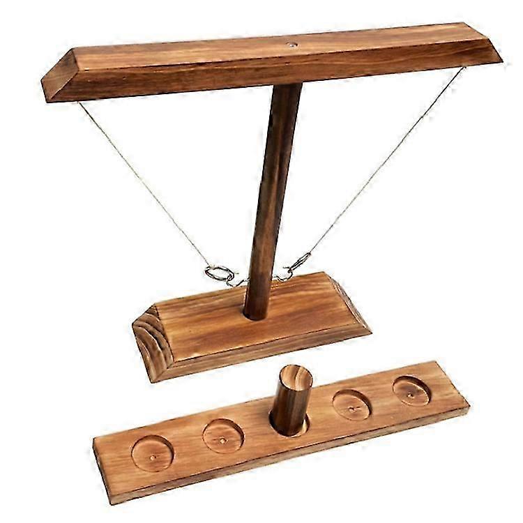 Ring Toss Games for Adults Kids, Hook and Ring Toss Battle Game with Scoreboard, Outdoor Indoor Handmade Wooden Hook and Ring Fast-paced Interactive g