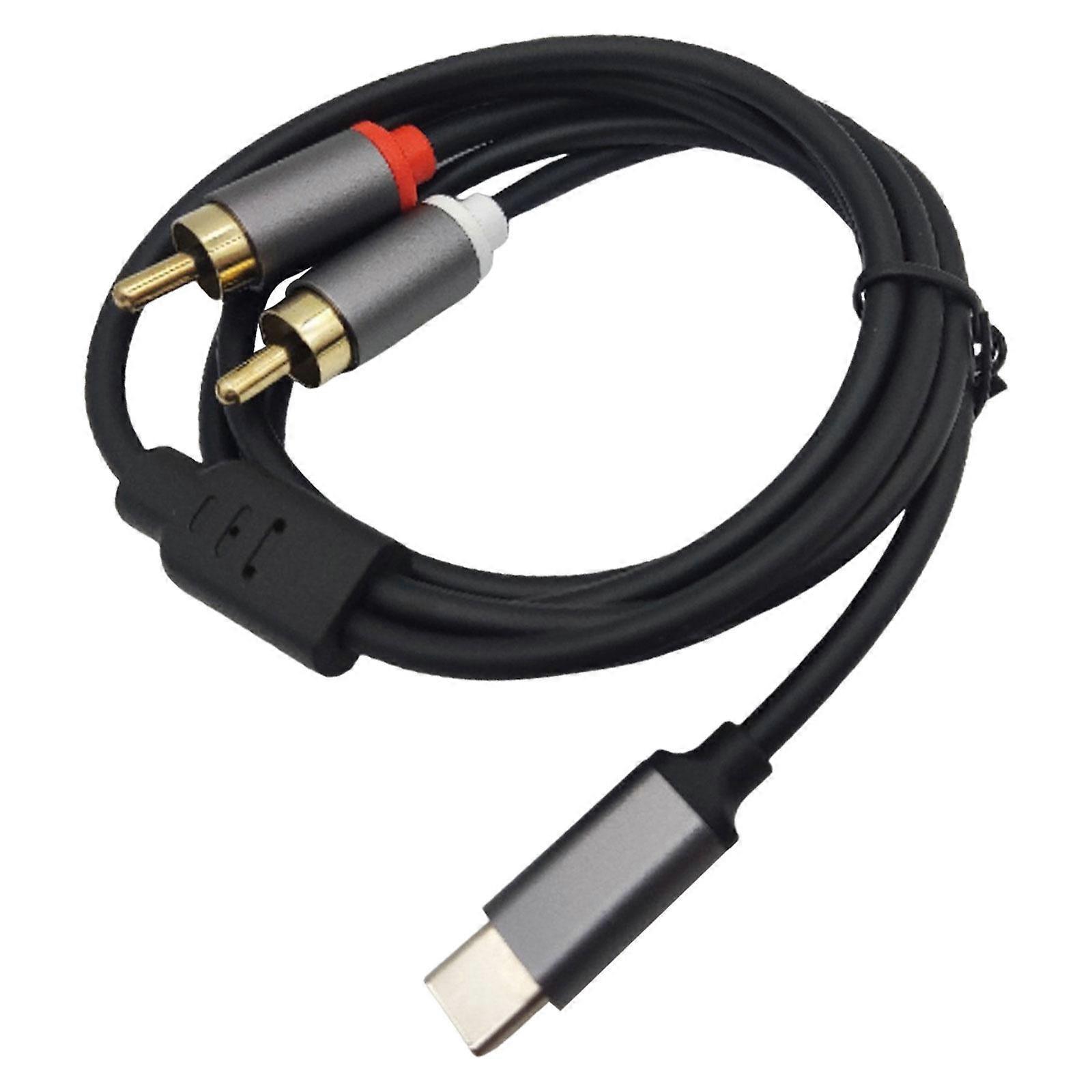 Type-c to 2 RCA Cable Audio AUX Adapter Cable Connector Anti Interference Stereo