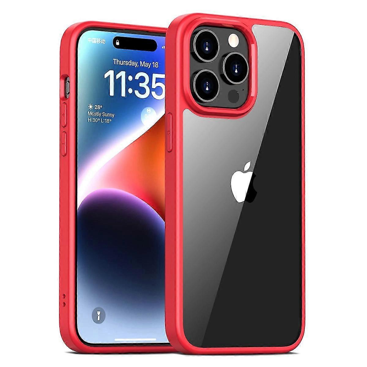 Custodia per telefono cellulare per Iphone 15, retro per PC trasparente + custodia protettiva con telaio in TPU