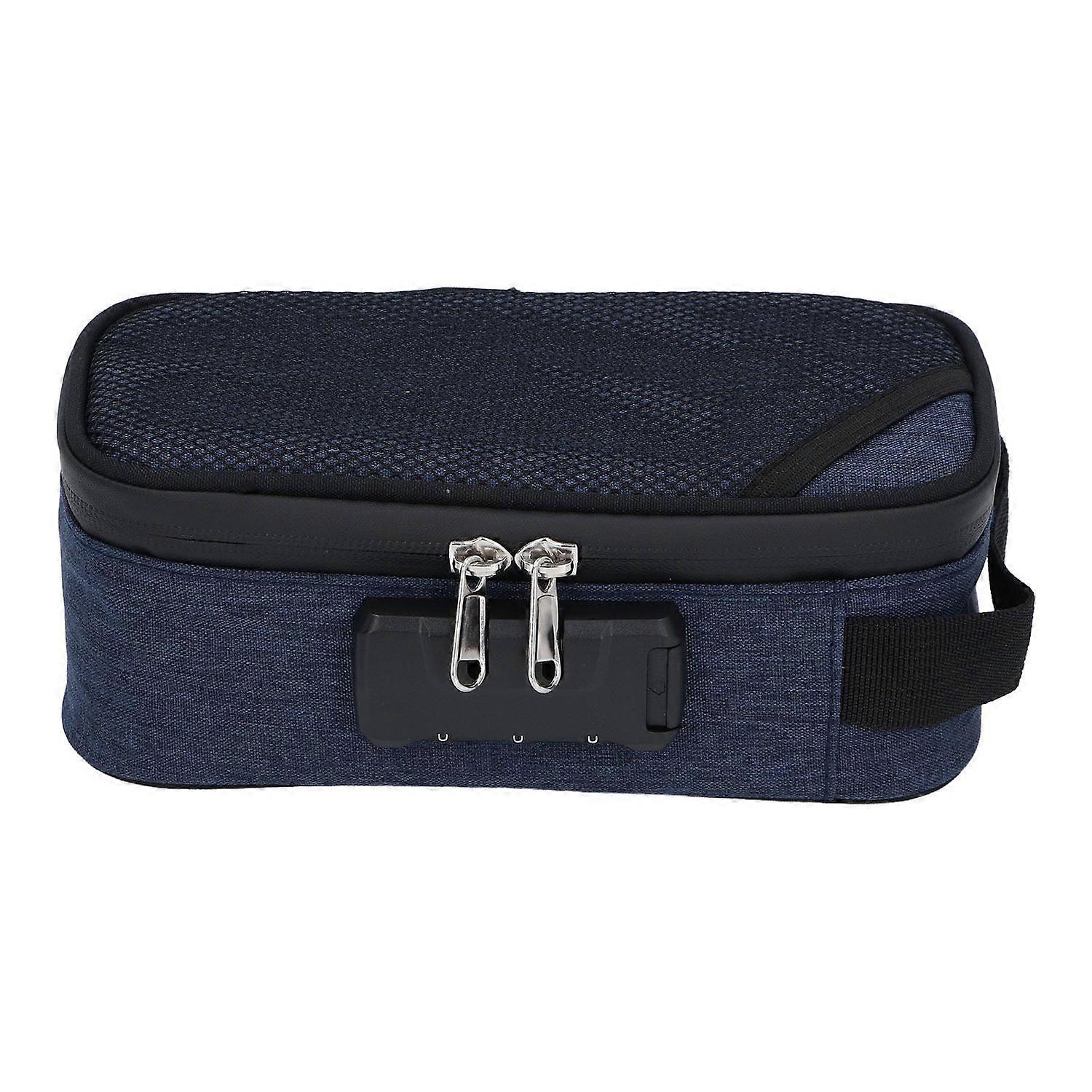 Smell Proof Bag with Lock Portable Activated Carbon Odor Proof Case Container for Travel Dark Blue