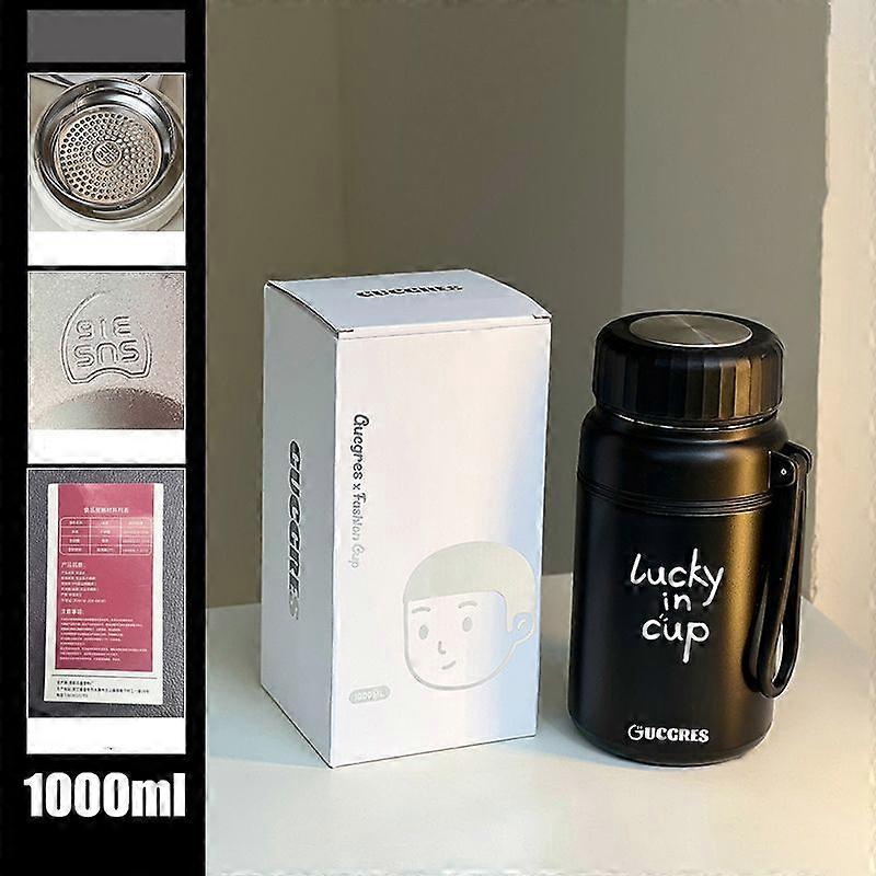 33.8 oz/1000Ml Bottle,Vacuum Insulated,Stainless Steel with Chug Cap-Black