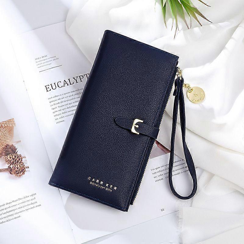 محفظة جلدية طويلة ، لطيف النساء محفظة جلدية أزياء السيدات مخلب حامل حالة ورقة قلادة عملة سحاب -4