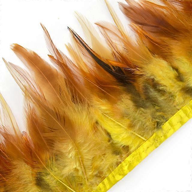 1meter Colorful Pheasant Rooster Feathers Fringe Trim On Tape Chicken Feather Ribbon Sewing Fly Tying Dress Lace Decorations