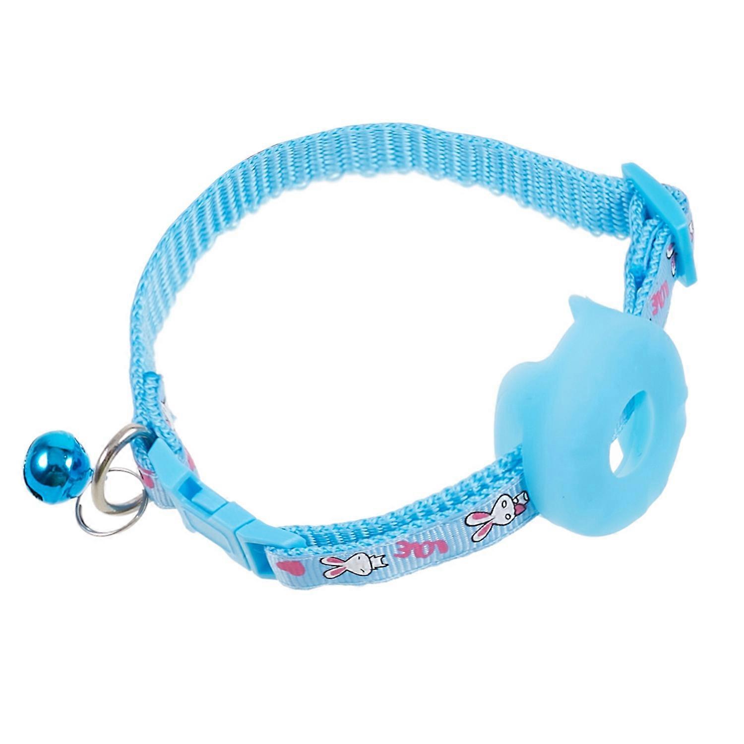 Silicone Case for AirTag Tracker Adjustable Pet Collar Anti-lost Cat Collar with Bell-Luminous Blue