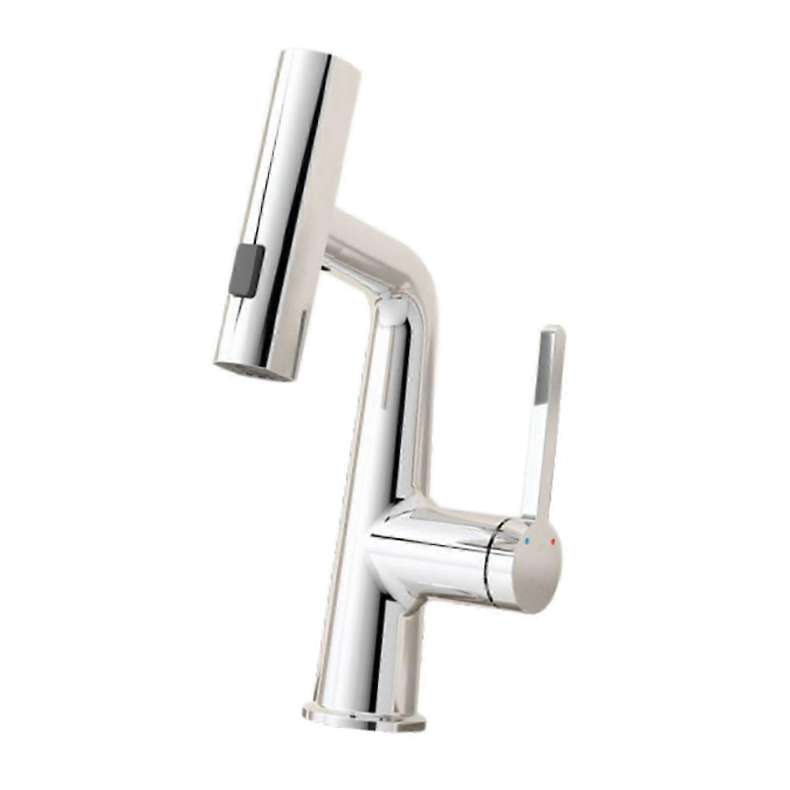 Pull Out Basin Faucet Adjustable 3 Water Modes Accessories Wash Basin Faucet White