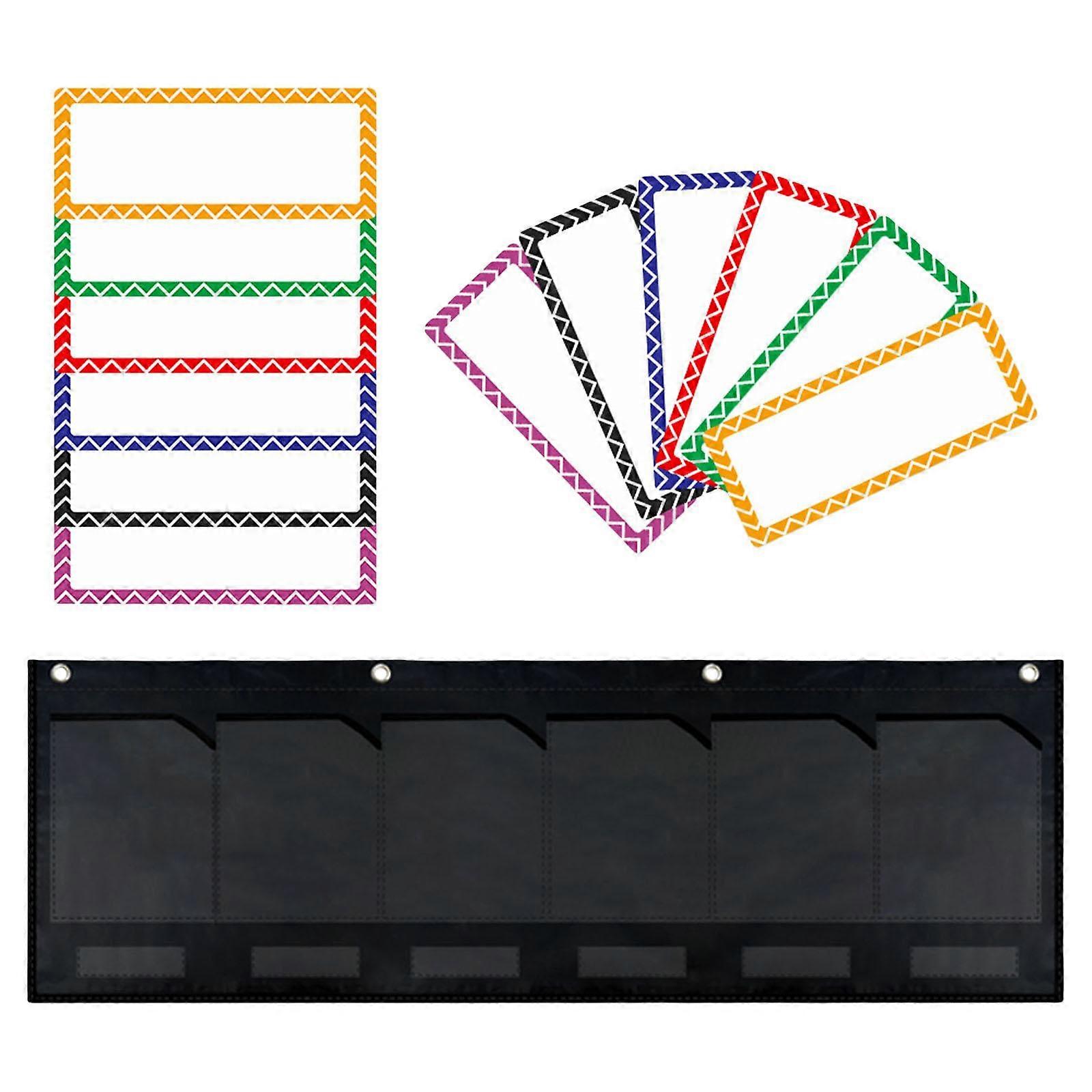 Organization Pocket Chart Hanging Pocket Chart with Labels Window for Wall