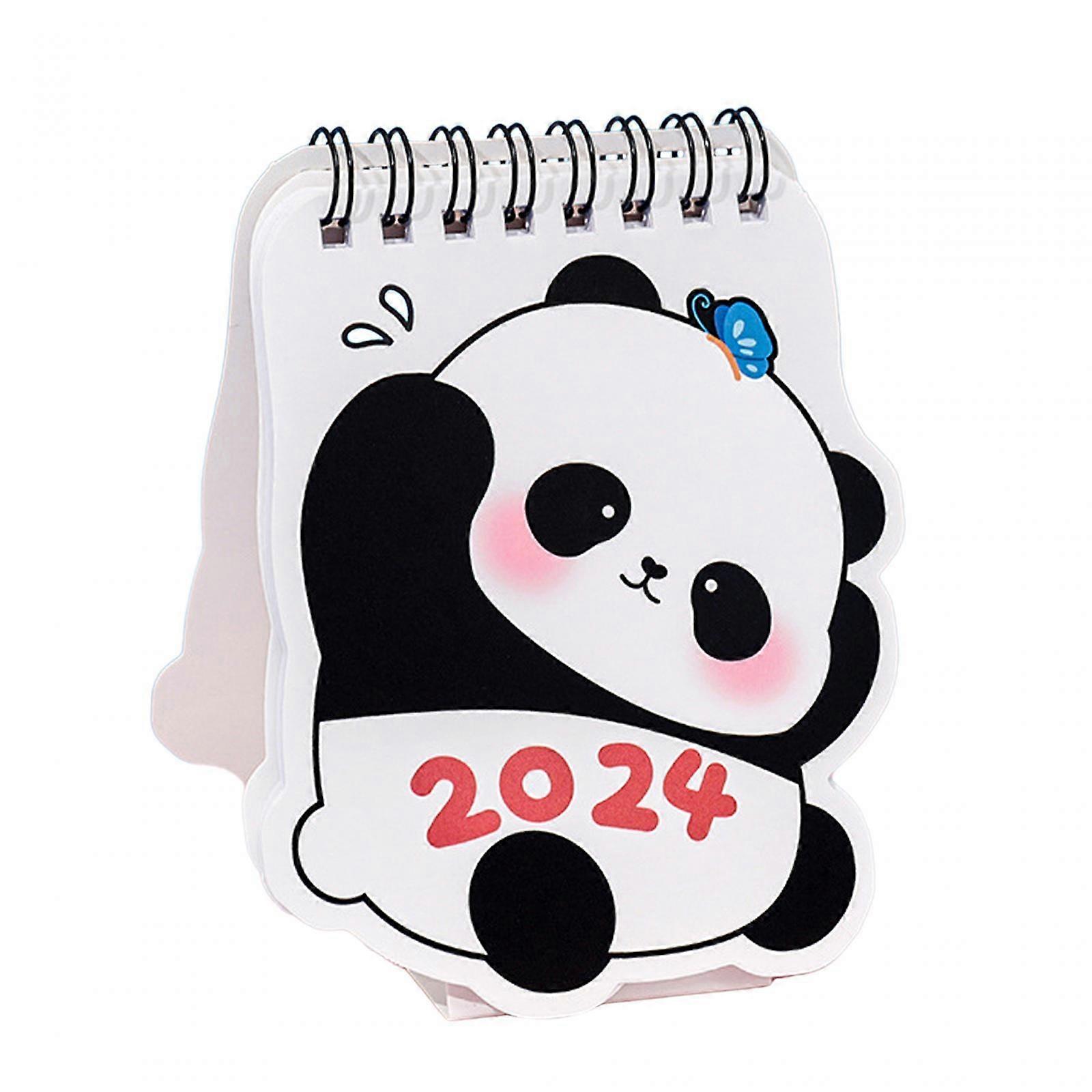 Mini Desk Calendar Home Decor Compact Size Stable Base Cute Panda Calendar for