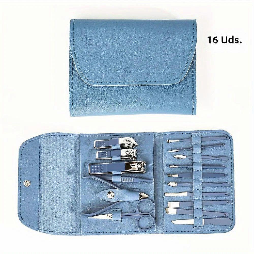 16-Piece Professional Acrylic Set with Cuticle Scissors and Travel Case Manicure and Pedicure Set Cutting Tools Without Power Supply