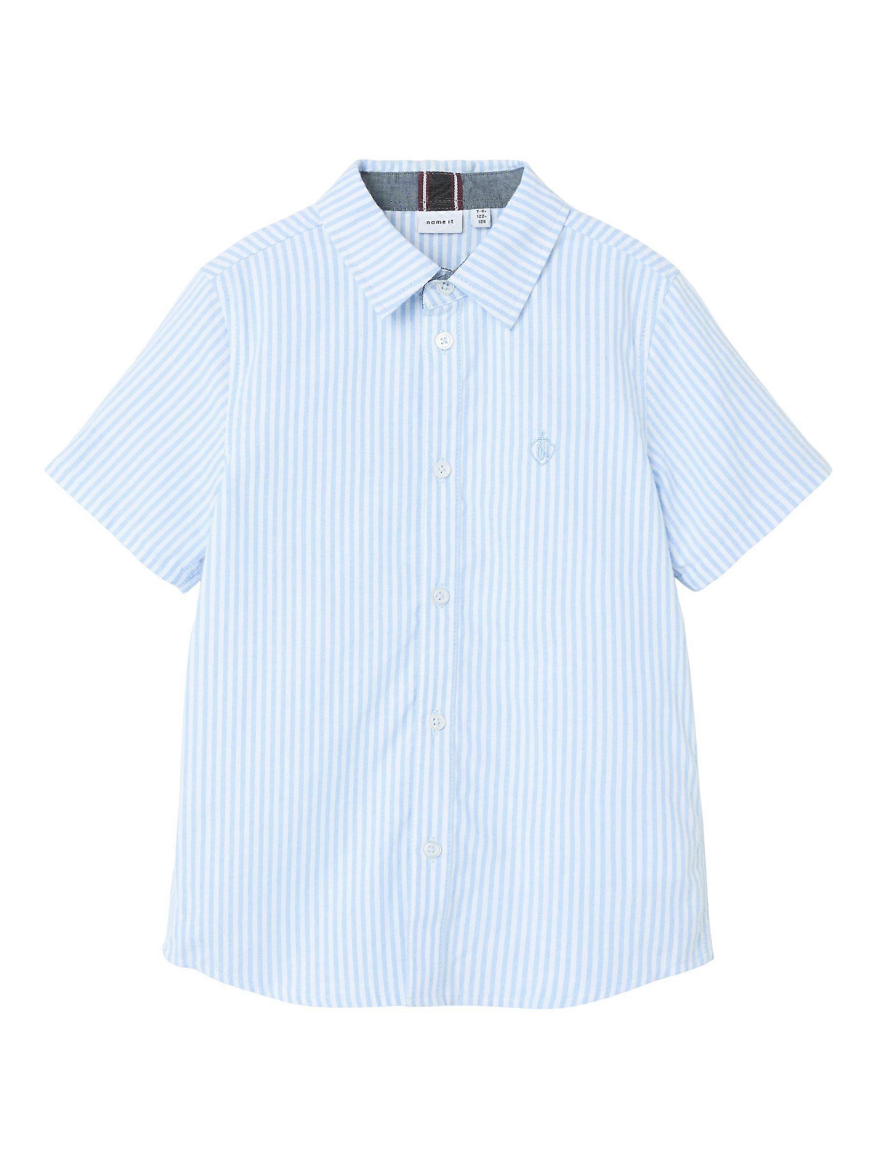 NAME IT Jungen Kurzarm Hemd, Button-Down, Brustlogo, Freizeit