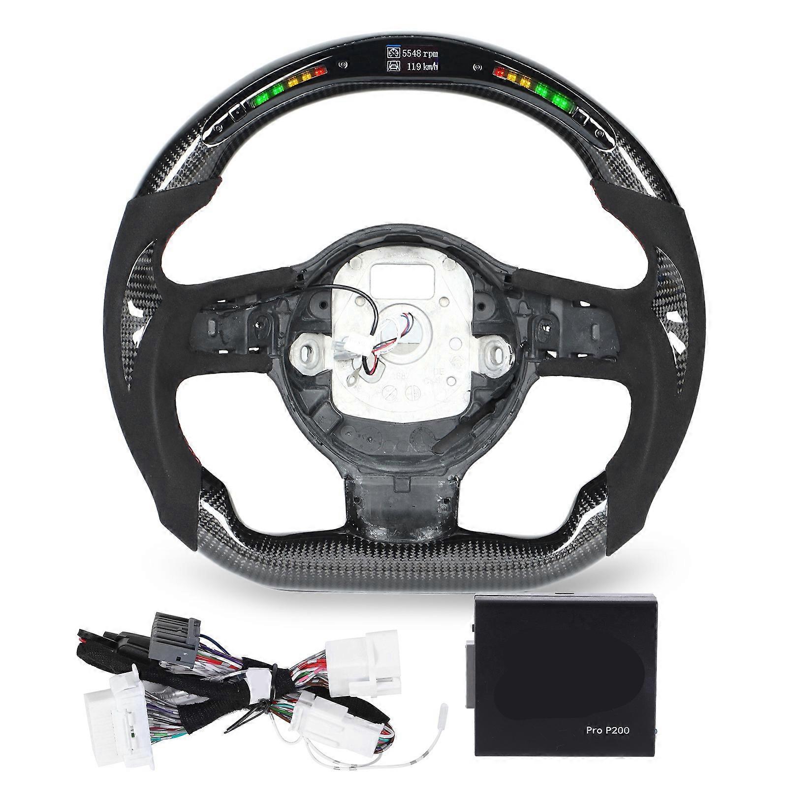 Carbon Fiber LED Display Shift Lights Steering Wheel With Suede Red Stitching for R8 42 TT TTS TTRS 8J