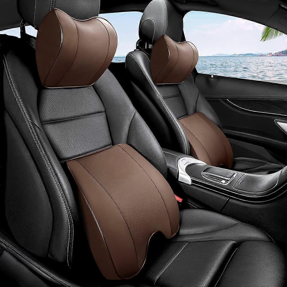 2 Kit Memory Foam Ergonomic Lumbar Pillow and Neck Pillow for Car Seats Office Chairs
