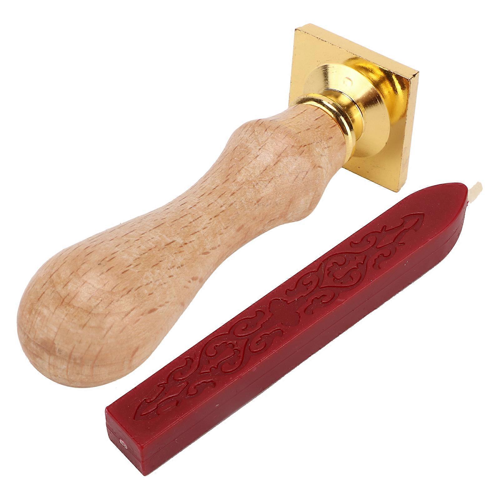 Wax Seal Kit Burgundy Leaves, Beech Handle + Fire Lacquer Wax