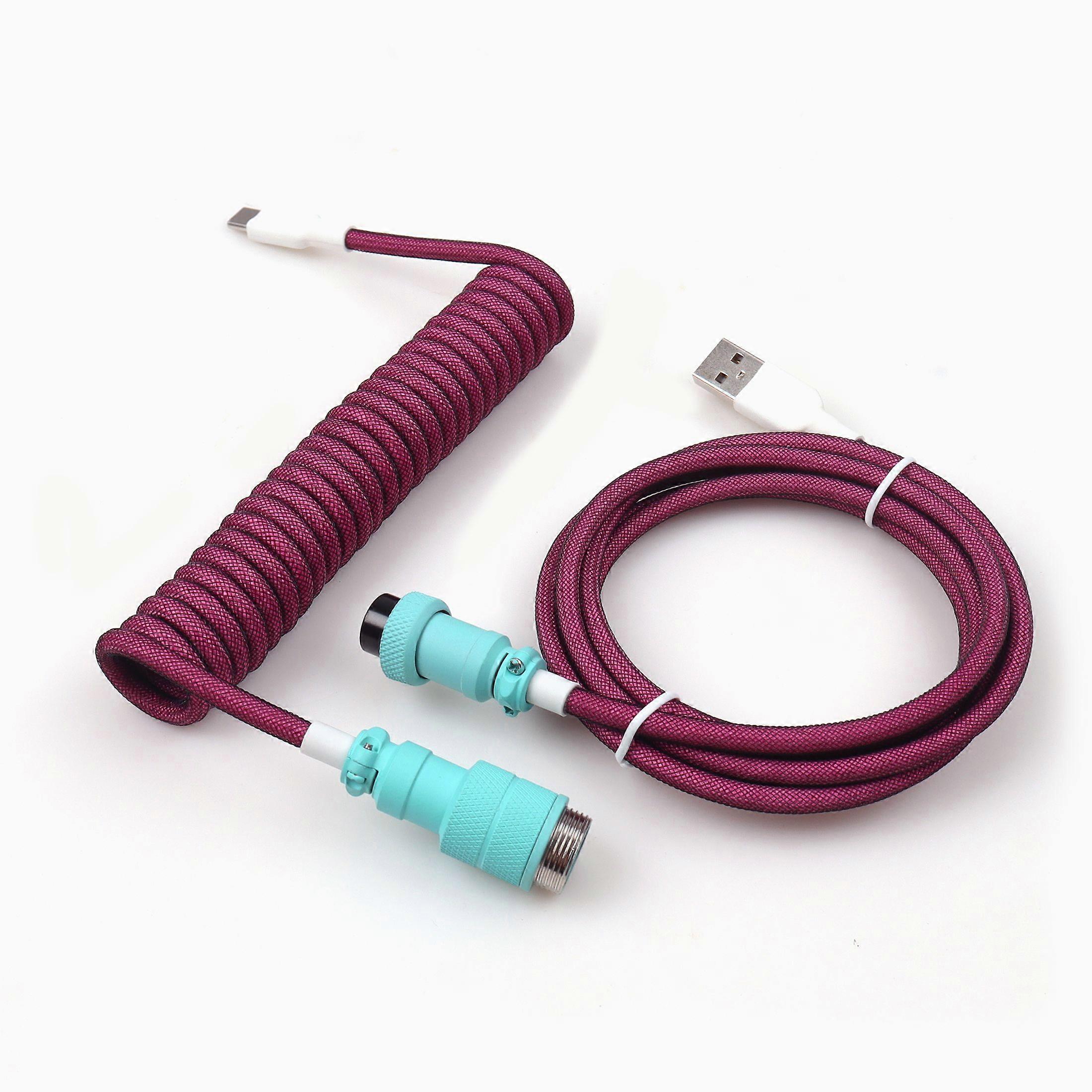 LANO USB A to Type C Power Cable for Mechanical Gaming Keyboard with Detachable GX16 Aviator Coiled Power Cable