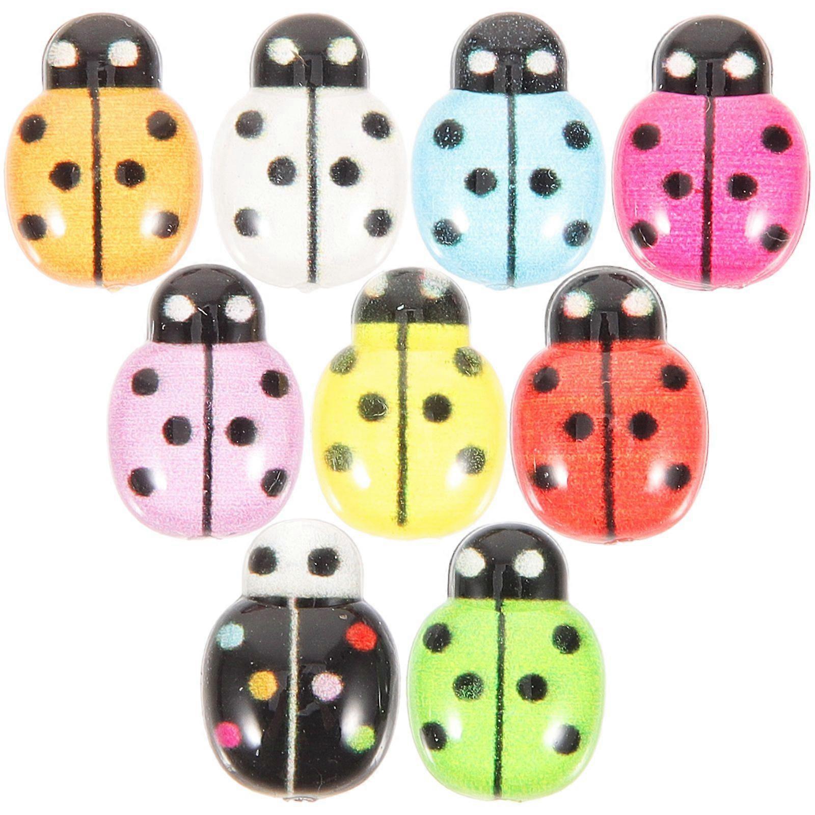 50pcs Ladybug Charm Mini Resin Charms Tiny Resin Insect Animals Mini Ladybugs for Crafts