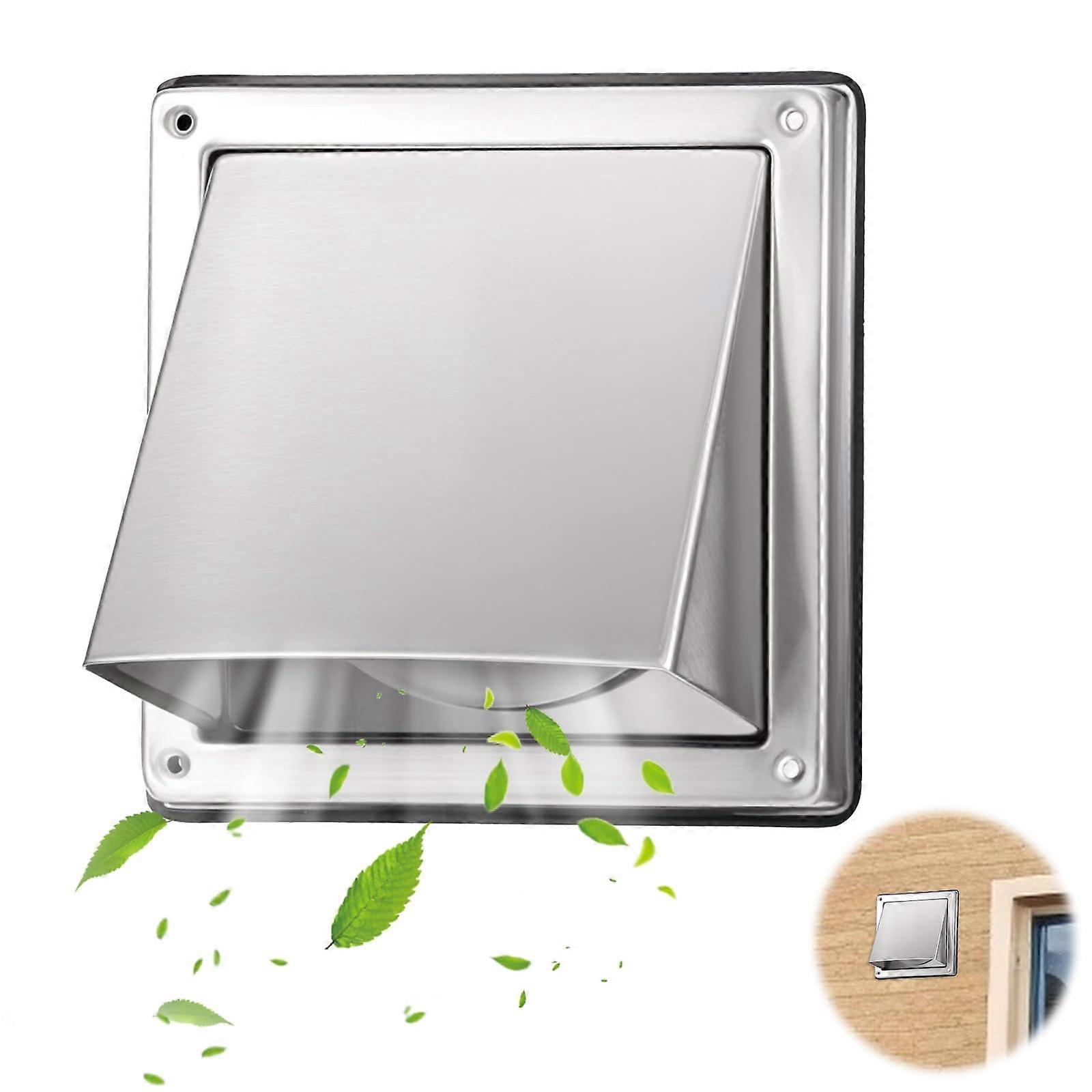 4 Inch Metal Dryer Vent Cover - Stainless Steel Outside Wall Vent with Cushioned Non-Return Flap for External Extractor 4"