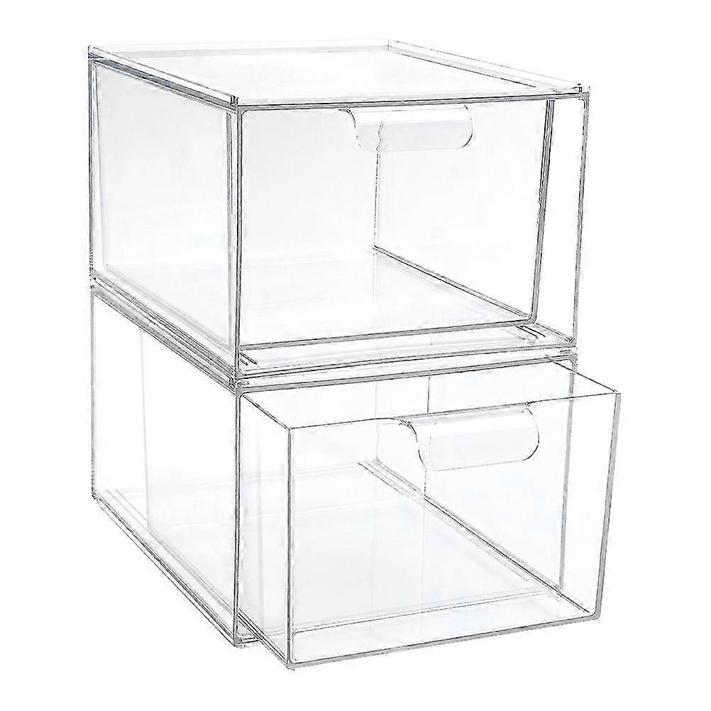2pcs Gadget Storage Boxes Plastic Stacking Storage Boxes Cosmetic Organizer TGL