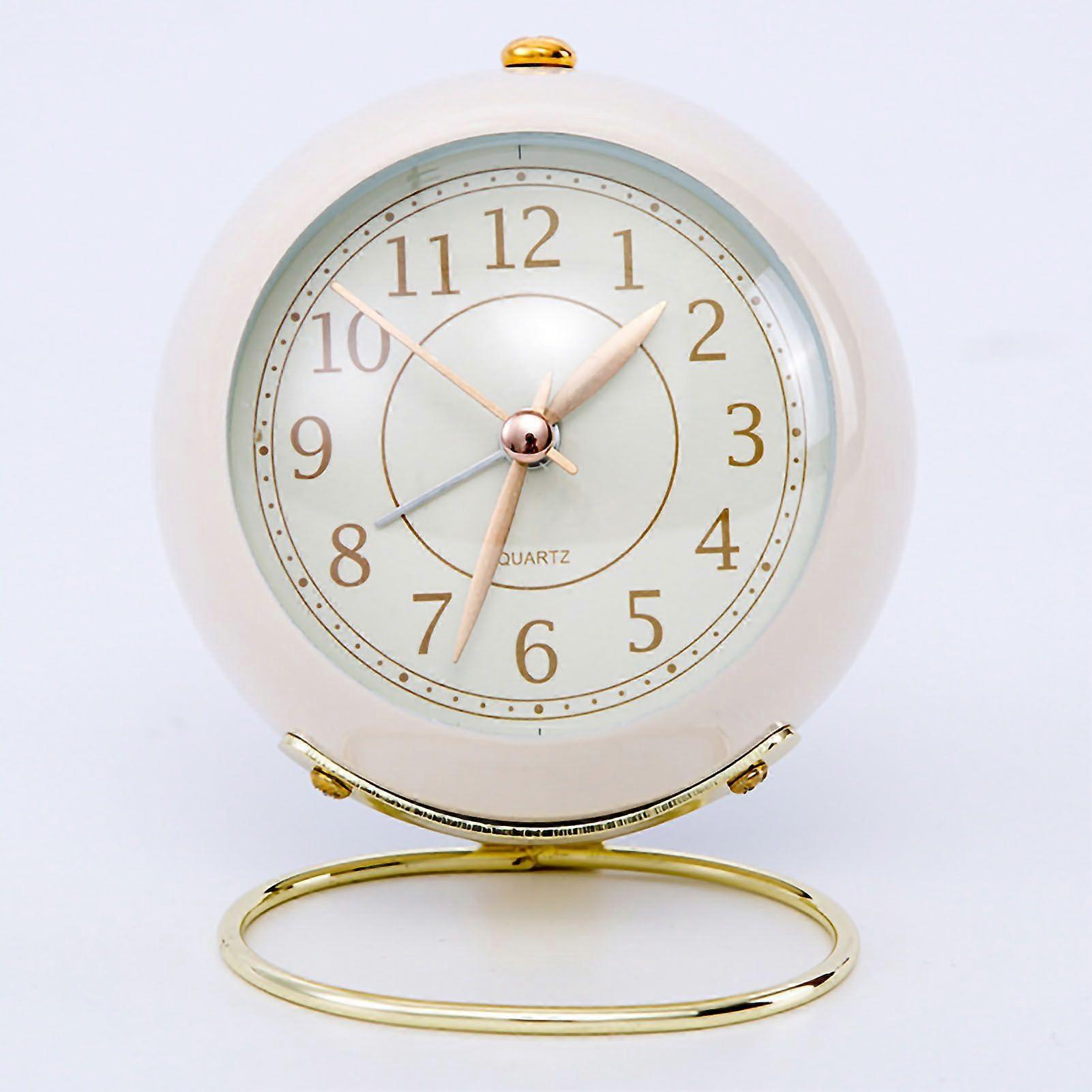 SQCLV European Style Metal Clock Ingenious Mute Round Children Electronic Quartz Alarm Clock for Living Room Bedroom