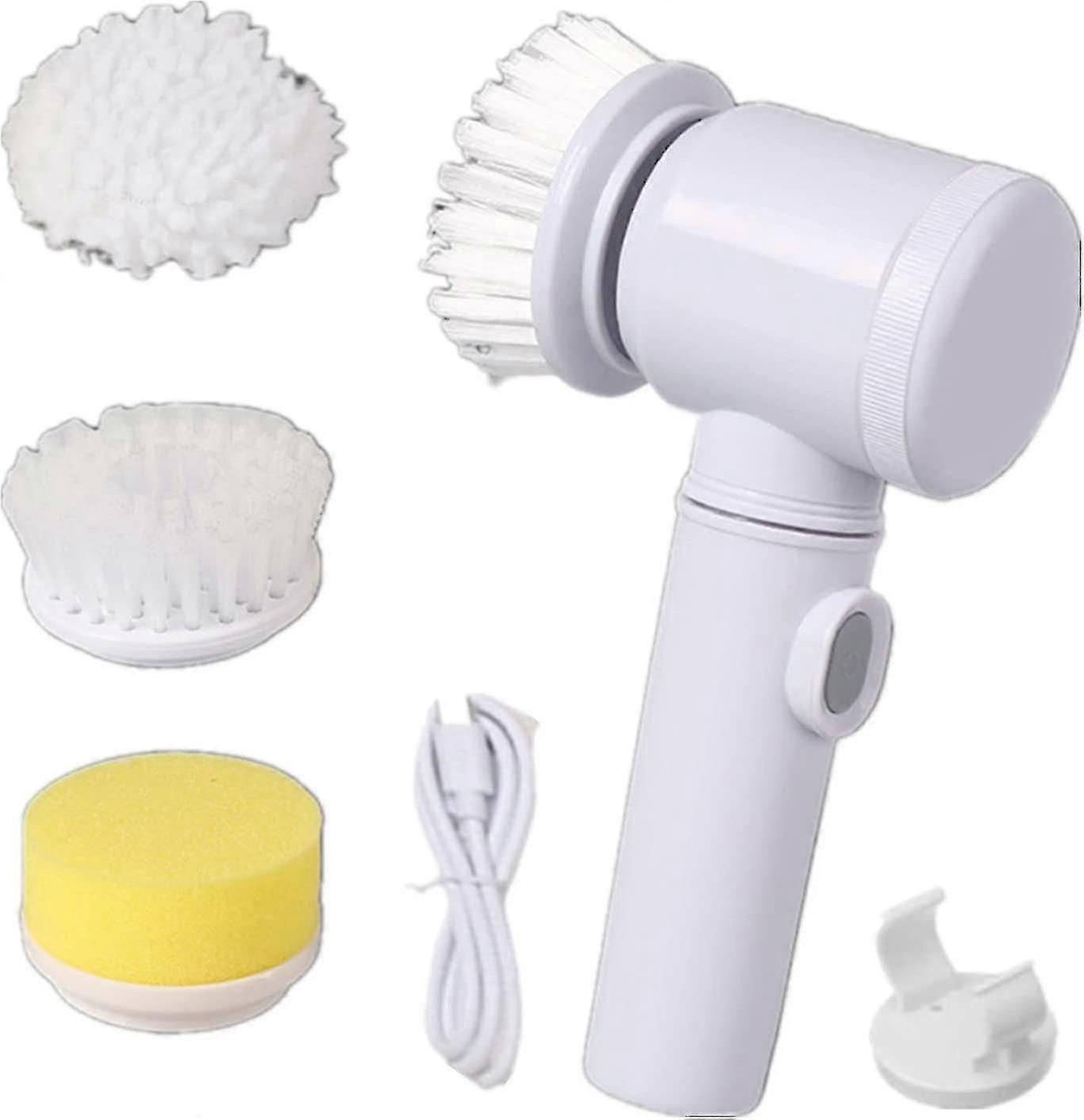 Electric Cleaning Brush, Handheld, With 3 Brush Heads
