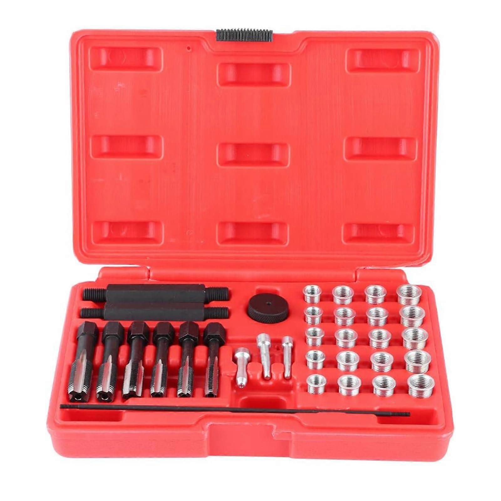 33PCS Glow Plug Thread Repair Kit, Metric Thread Restorer Tool for Cylinder Head, Engine Thread Repair Solution