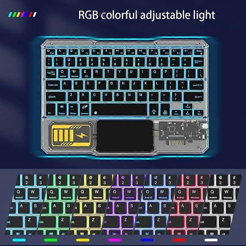 Colorful Bluetooth Keyboard For IPad Xiaomi Samsung Huawei Tablet Laptop Portable Wireless Keyboard RGB Adjustable Backlight