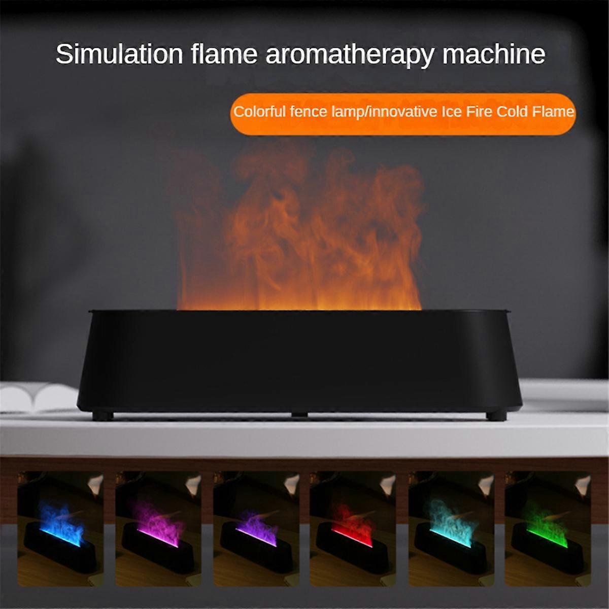 Remote Control Flame Aromatherapy Air Humidifier 7 Color LED- Black