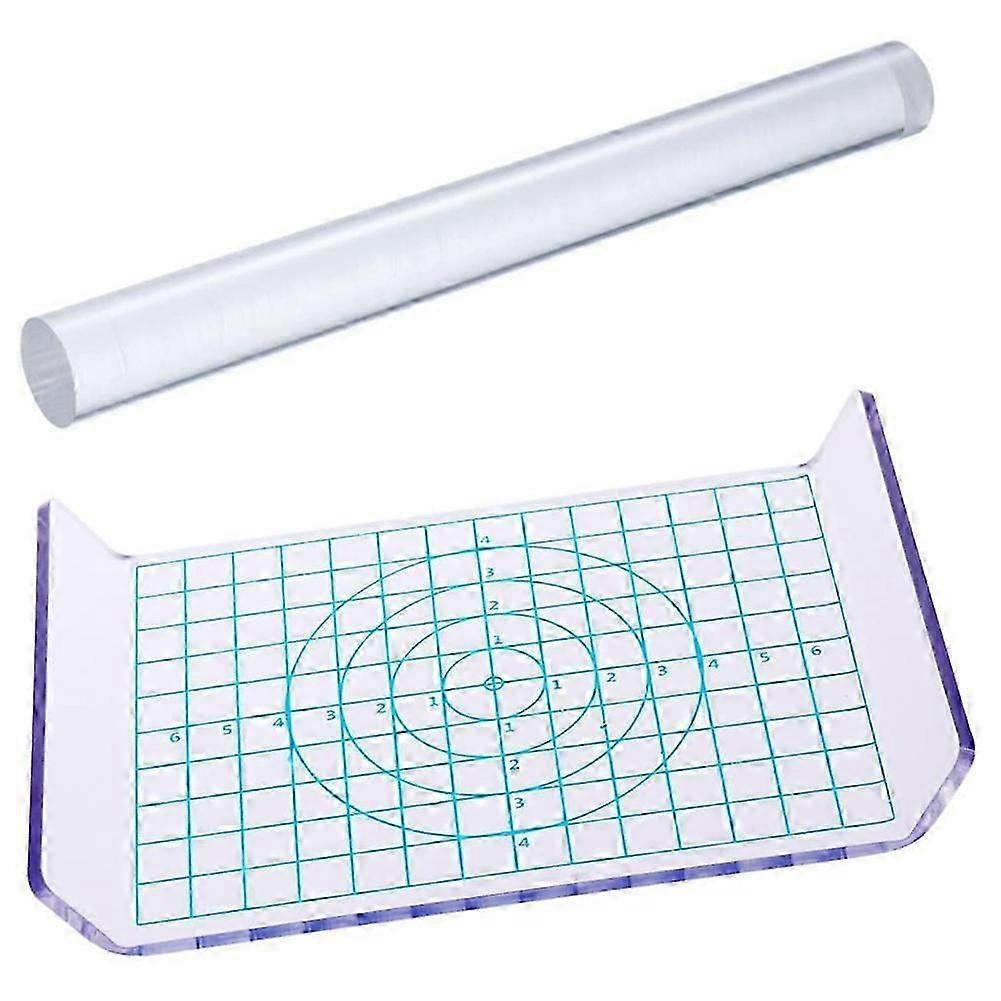 Clay Tool Kit,Acrylic Clay Roller with Grid Sheet Clay Pottery Tool for Shaping,Sculpting DIY Tool