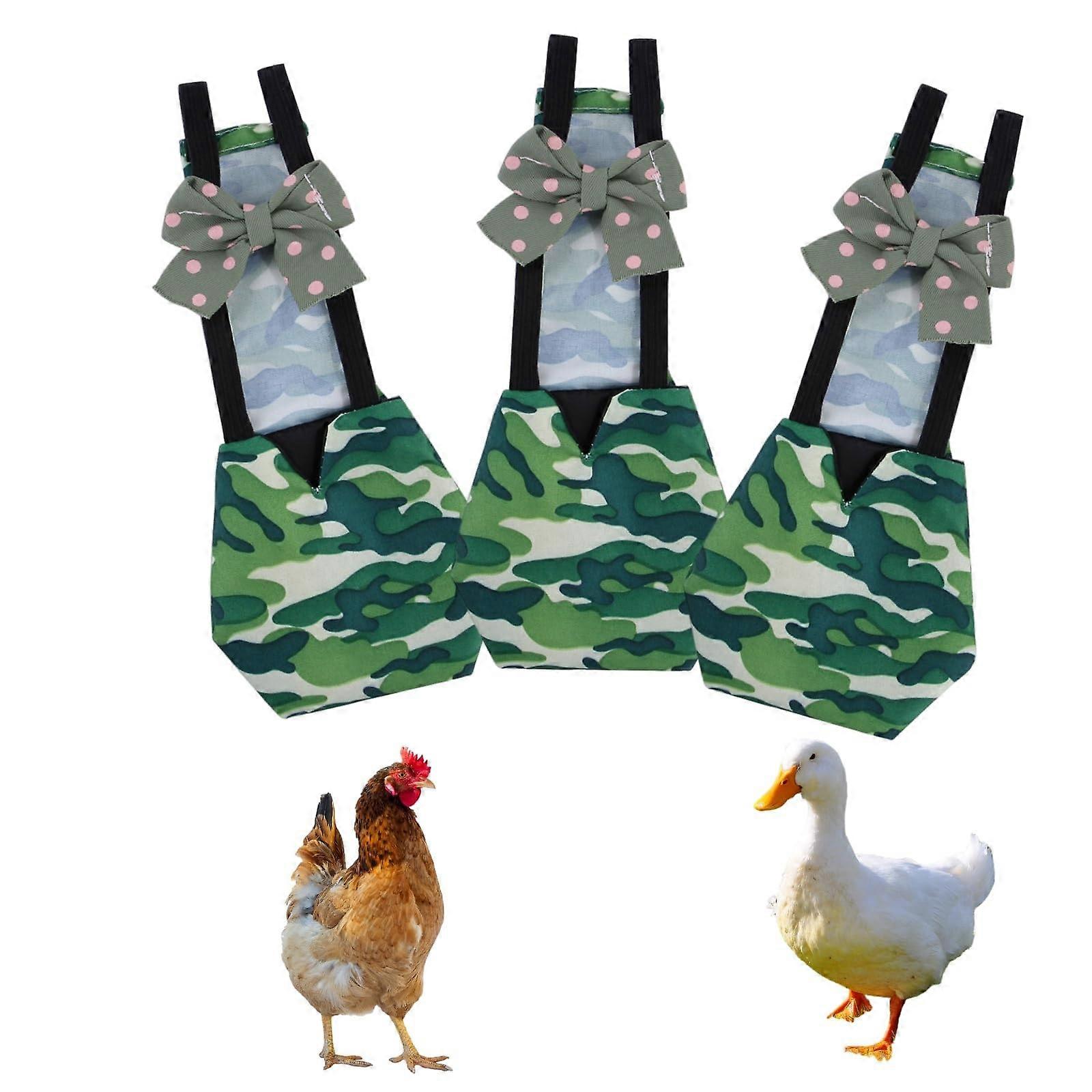 Reusable Pet Duck Chicken Diapers, 3PCS Washable Waterproof Nappy Clothes for Geese and Hens, Size S with Bow Tie