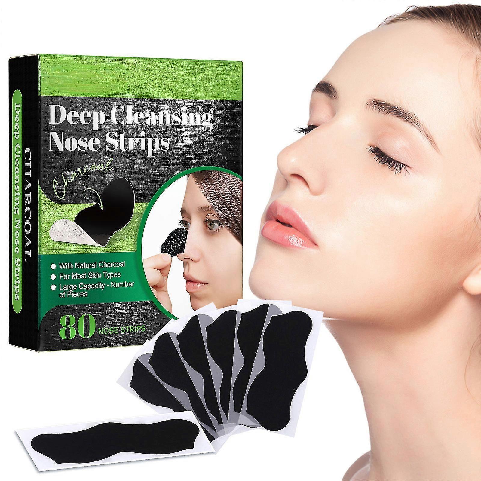 Blackhead Pore Strips, Deep Charcoal Pore Cleansing Strips, 80pcs Nose Blackhead Remover Strips, Blackhead Cleansing Nose Strips