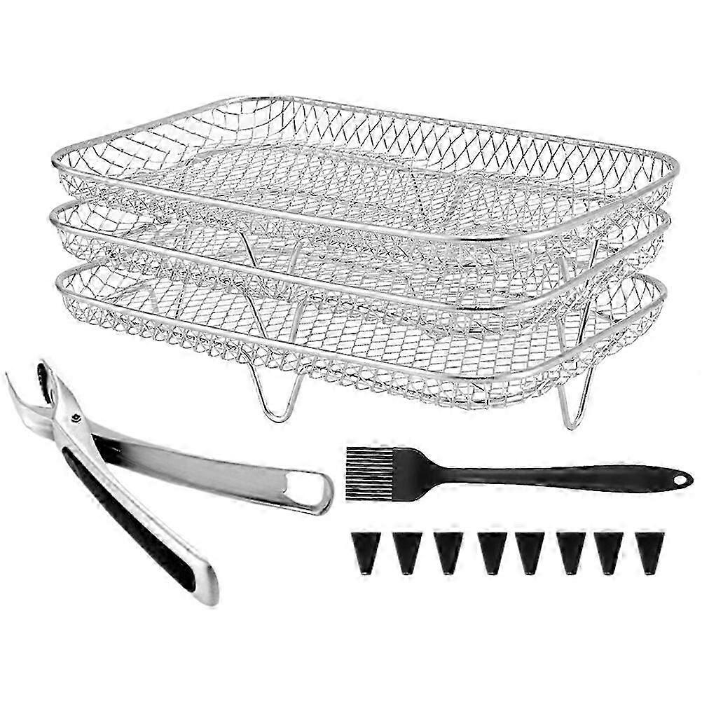 1 Set Air Fryer Stacking Rack Stainless Steel Grill Rack Stackable Grill Rack