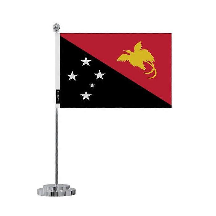 Flag desk of Papua New Guinea – 14 x 21 cm – Polyester – Stainless Steel Base