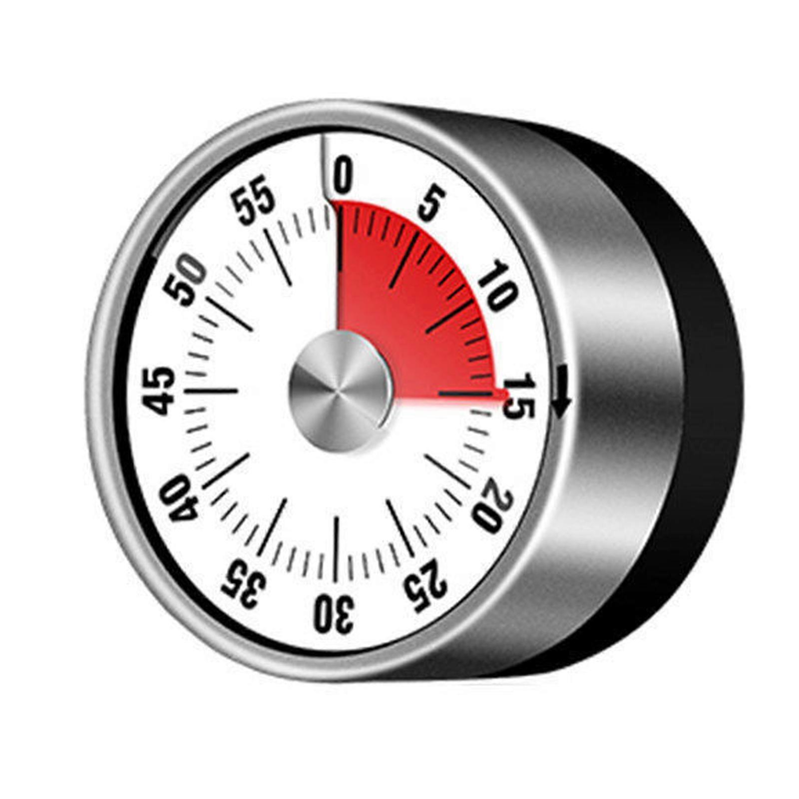 White Kitchen Timer Stainless Steel Magnetic Countdown Timer Mechanical Time Management Tool for Cooking Learning Office Us