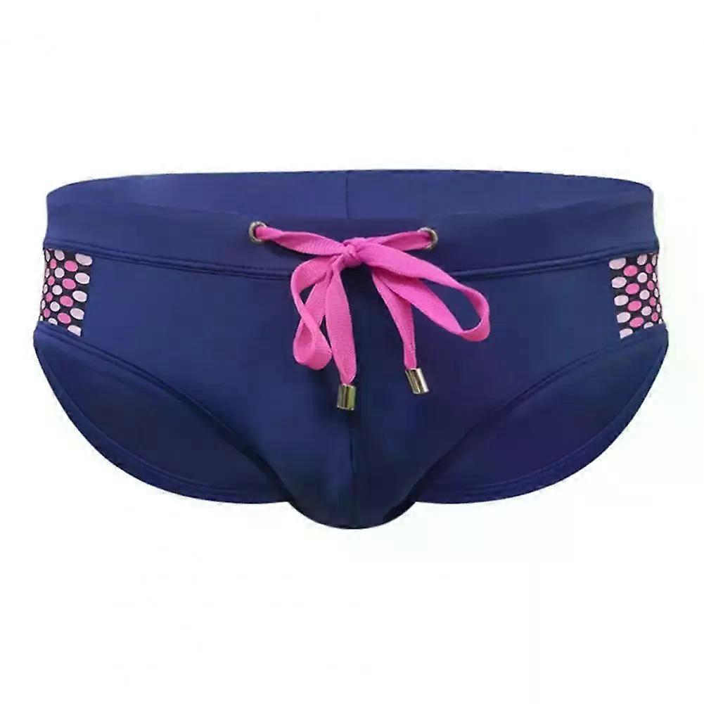 Men Summer Swim Briefs Low-rise Drawstring Sexy Swimming Briefs Dot Stitching Print Swimming Trunks Swimwear