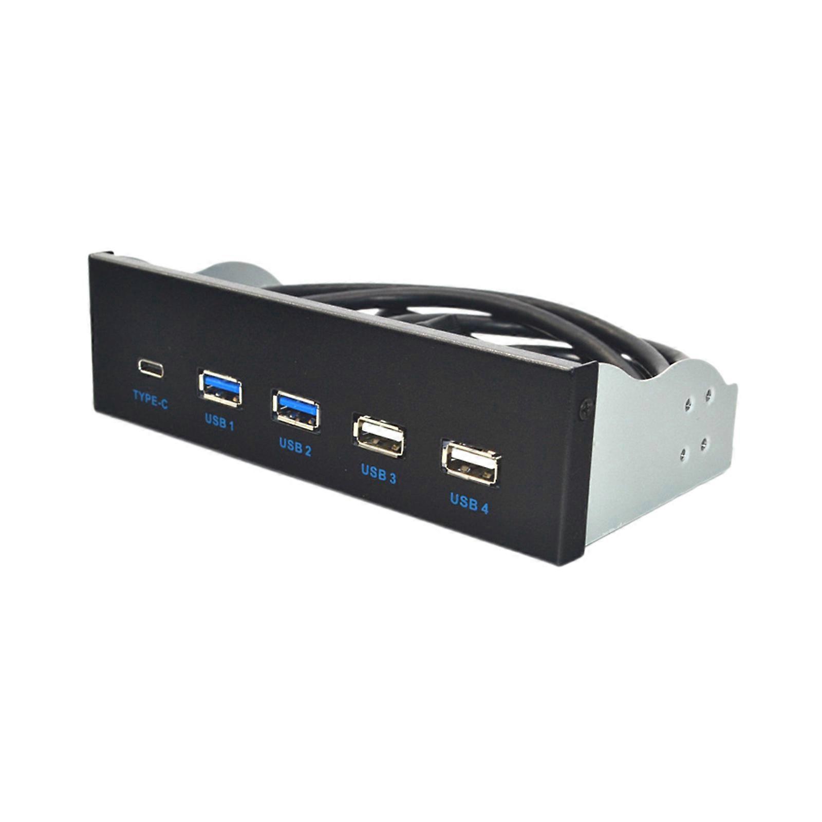 USB C Hubs Drive Front Panel 2 Port USB3.0 + 2 Port USB 3.1 TypeC 19 Pin Connectors for 5.25" ROM Bay Desktop