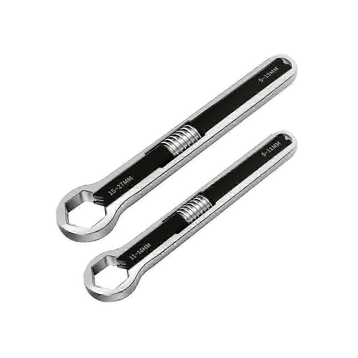 2Pcs Multifunctional Ring Wrench Set Adjustable /Small Double-Headed Wrench Universal Maintenance H