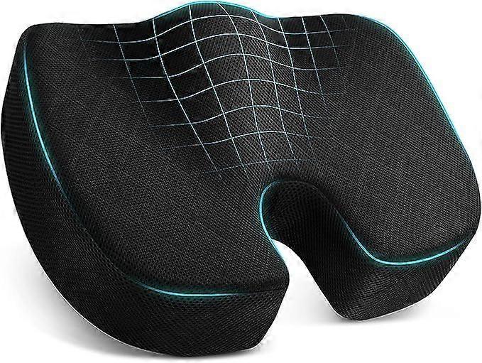 Seat Cushion for Office Chairs and Cars, X-Large Memory Foam Coccyx Pad for Sciatica and Tailbone Pain Relief, Non-Slip Design
