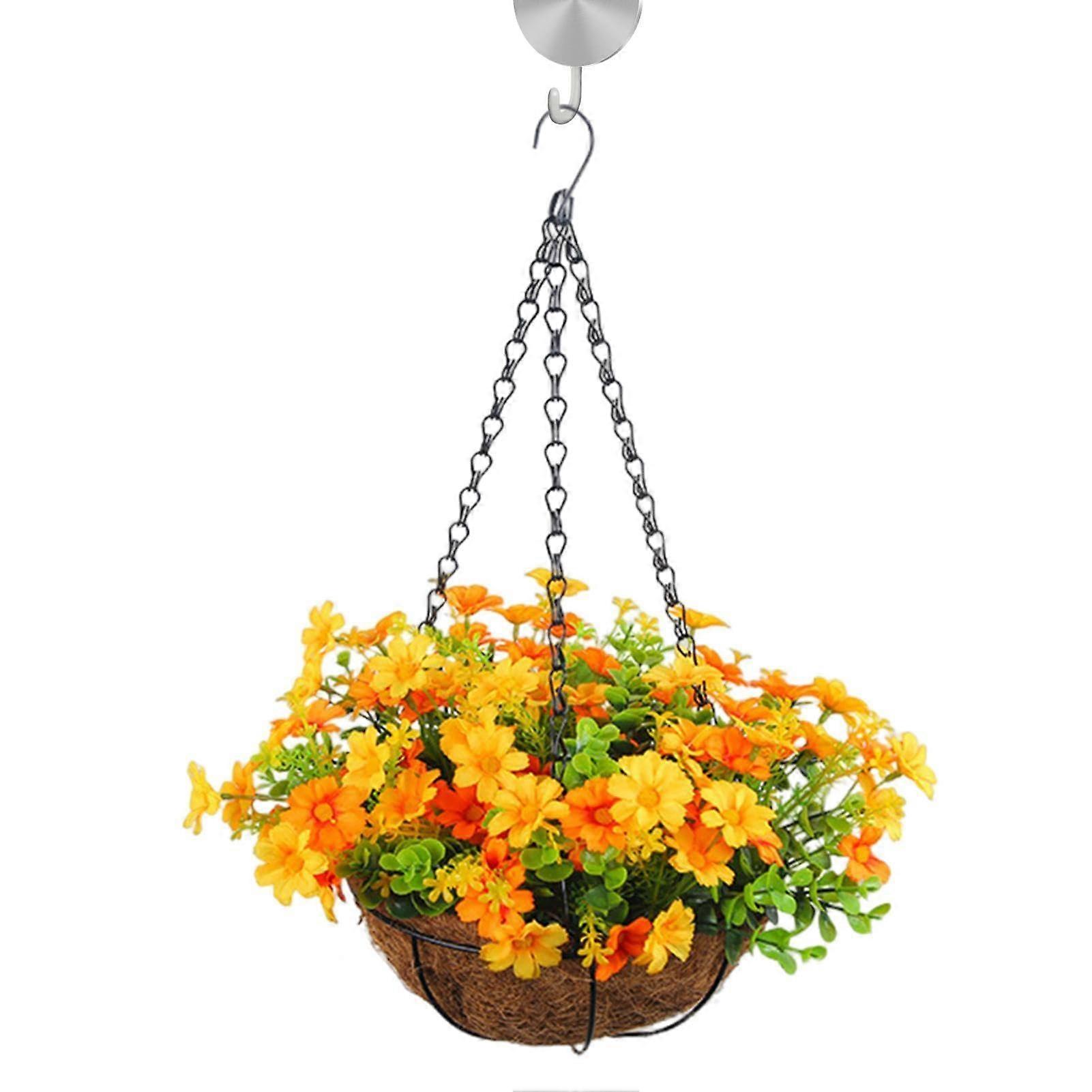 Artificial Hanging Baskets with Flowers, Chain Hanging Basket for Indoor and Outdoor