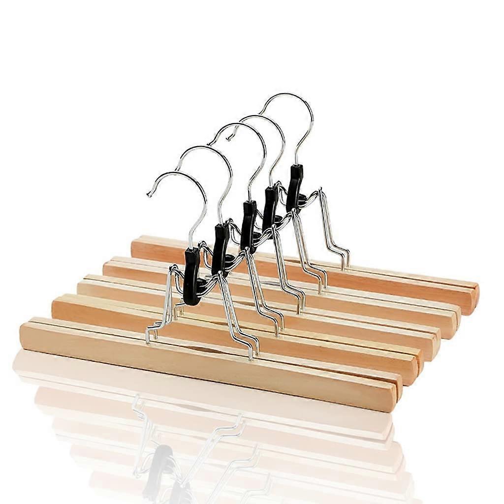hanger, 10piece set, seamless trouser wood, clip, strong, for skirts (brown)