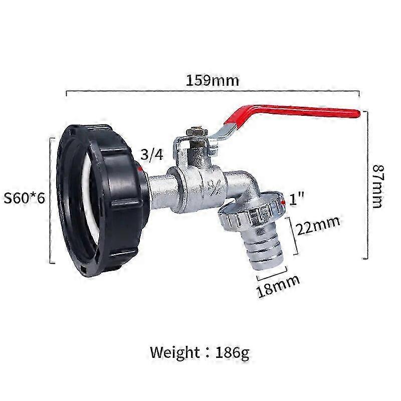 Durable IBC Container Tap Adapter S60*6 Coarse Thread to 1/2' and 3/4' Connector Replacement Valve for Garden and Home Use Faucet Fitting