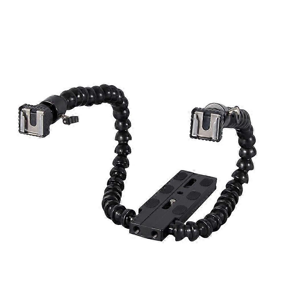Support de fixation flexible à double bras pour flash et griffe porte-accessoire pour prise de vue macro