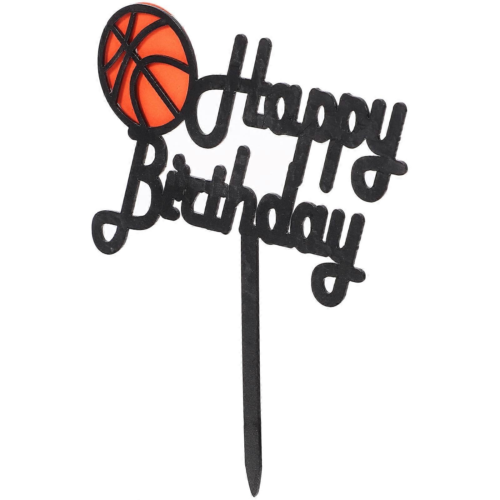 Multi Color Basketball Cake Decorations Acrylic Cupcake Toppers for Birthday Party Decor 4.5 x 3.5 Inches