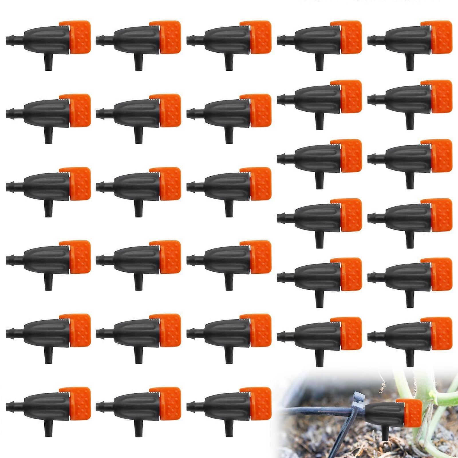 Drip Irrigation 30-Pack Garden Drippers, Adjustable Flow Injectors, Sprinkler Head, System Compatible