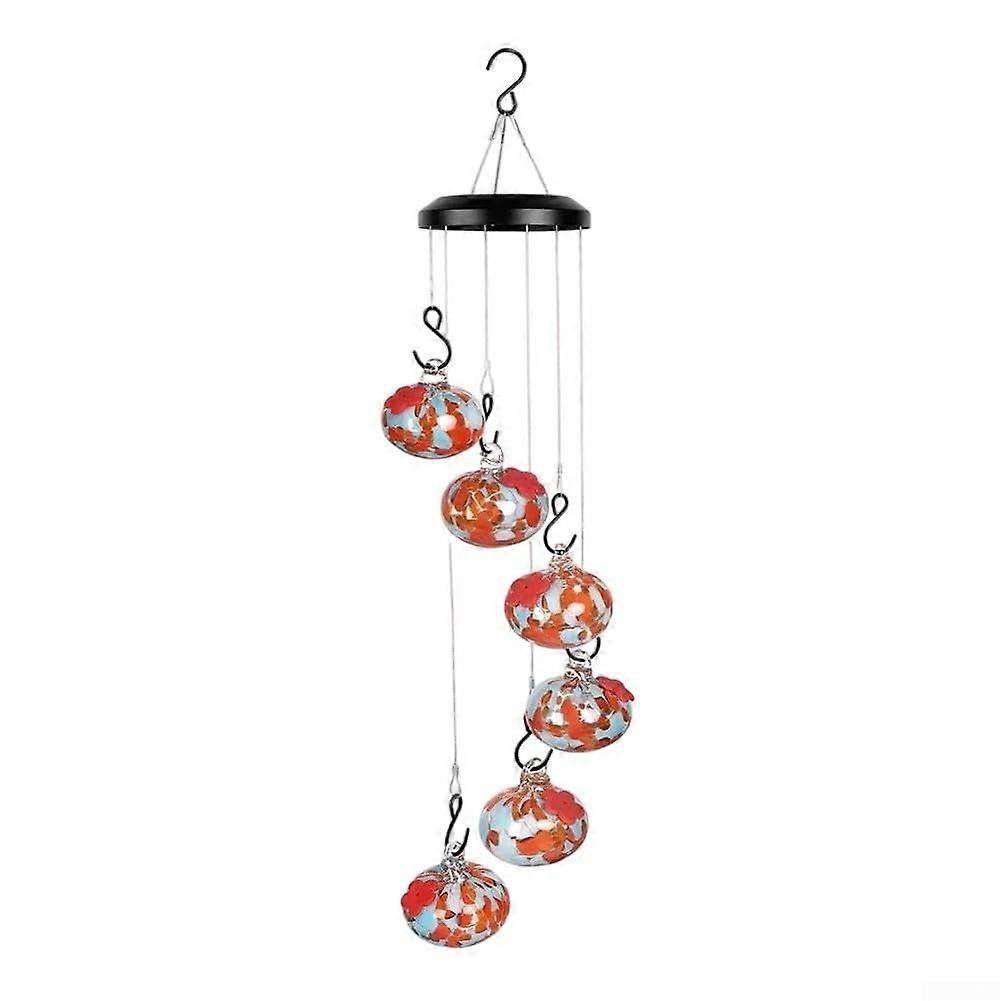 Aesthetic Wind Chime and Hummingbird Feeder Station - Orange Garden Decor, Pest-Repellent Design, Durable Material