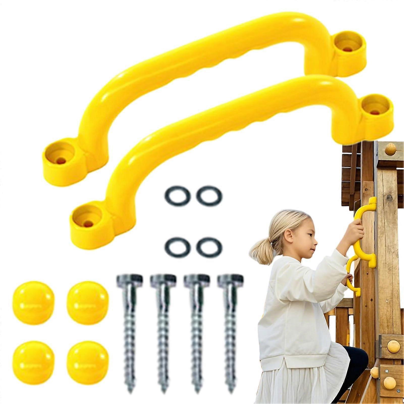 NonSlip Playground Handles, Set of 2 Weatherproof Grip for Garden, School, Gym Yellow
