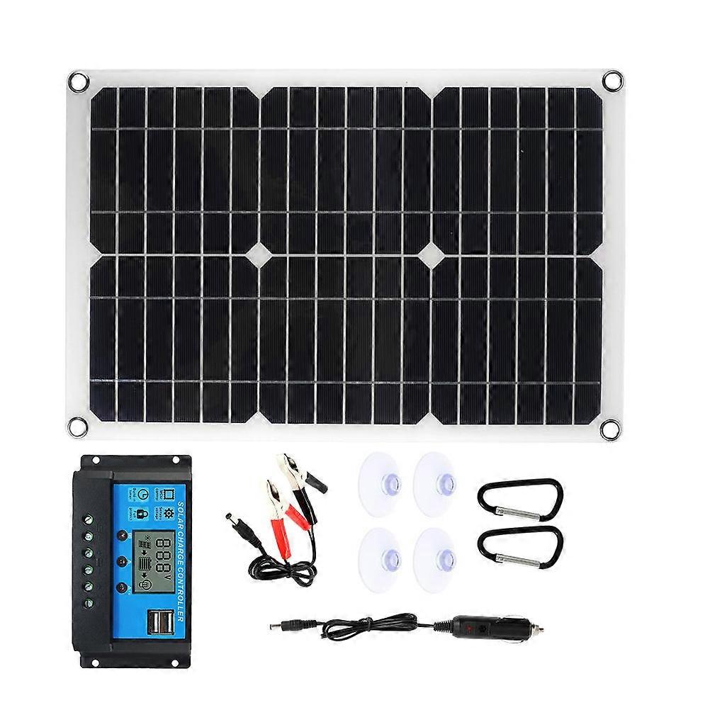 Portable Solar Panel Kit with USB Ports and Charge Controller for Camping, RV, Boat, and Emergency Power Use