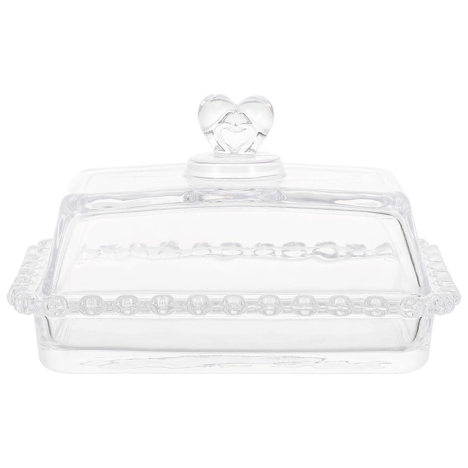 Dessert Tray with Lid Glass Cake Plate for Birthday Party Size 17X11X9.5cm Food Storage 1 Set