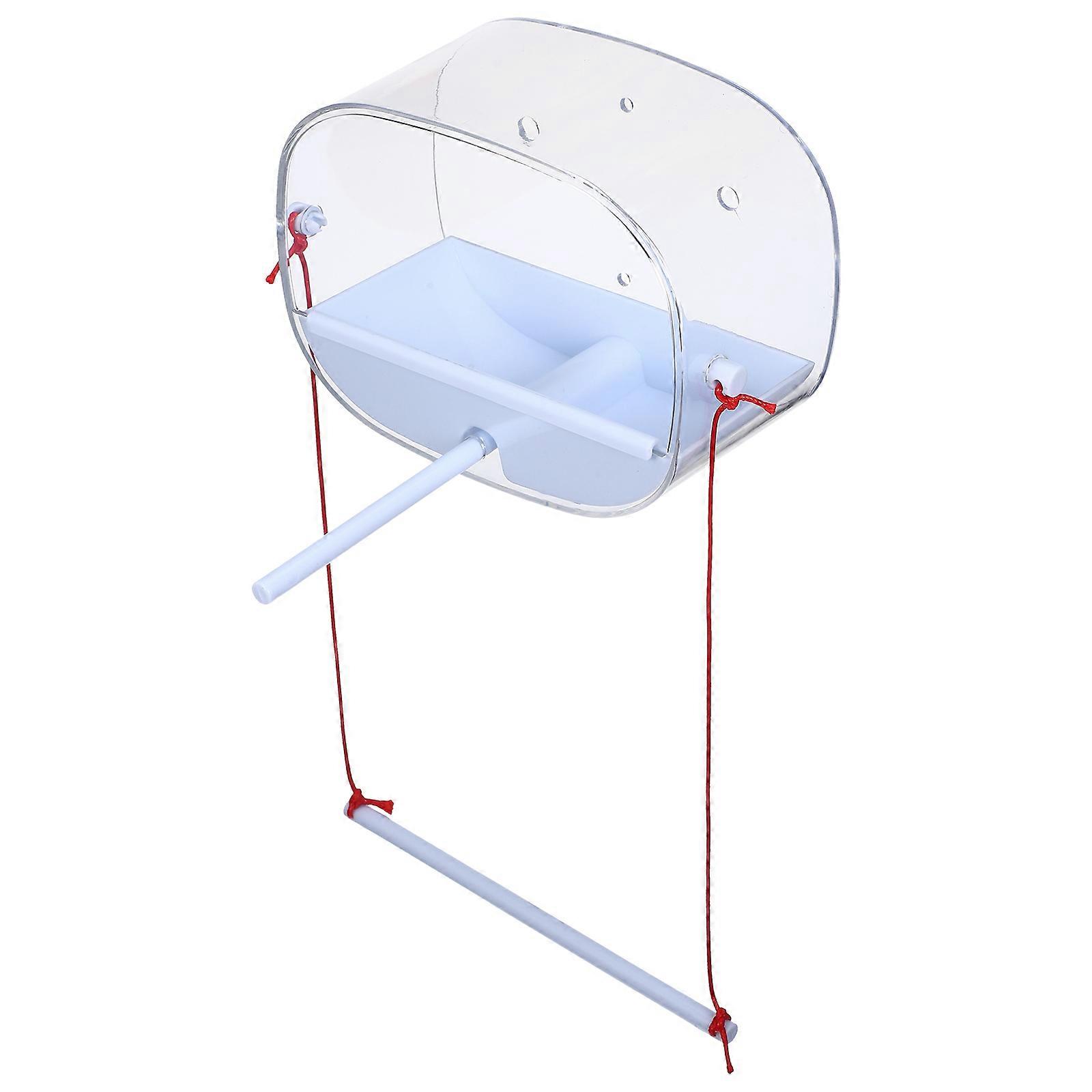 In Window Bird Feeder Station Round Shape White Color Parrot Feeding Tool for Pet Owners 1 Set