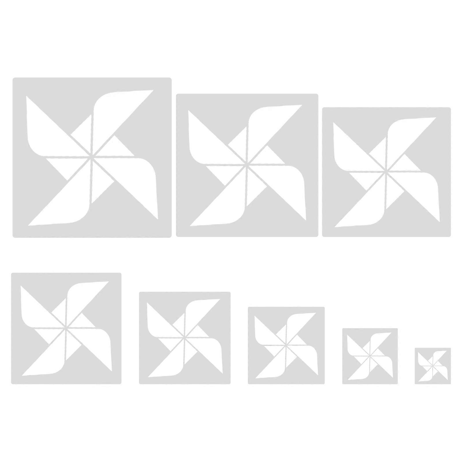 8pcs Large Reusable Windmill Stencils for DIY Crafting, Plastic Painting & Drawing Templates for Home Garden Decor & Creative Projects for Adults