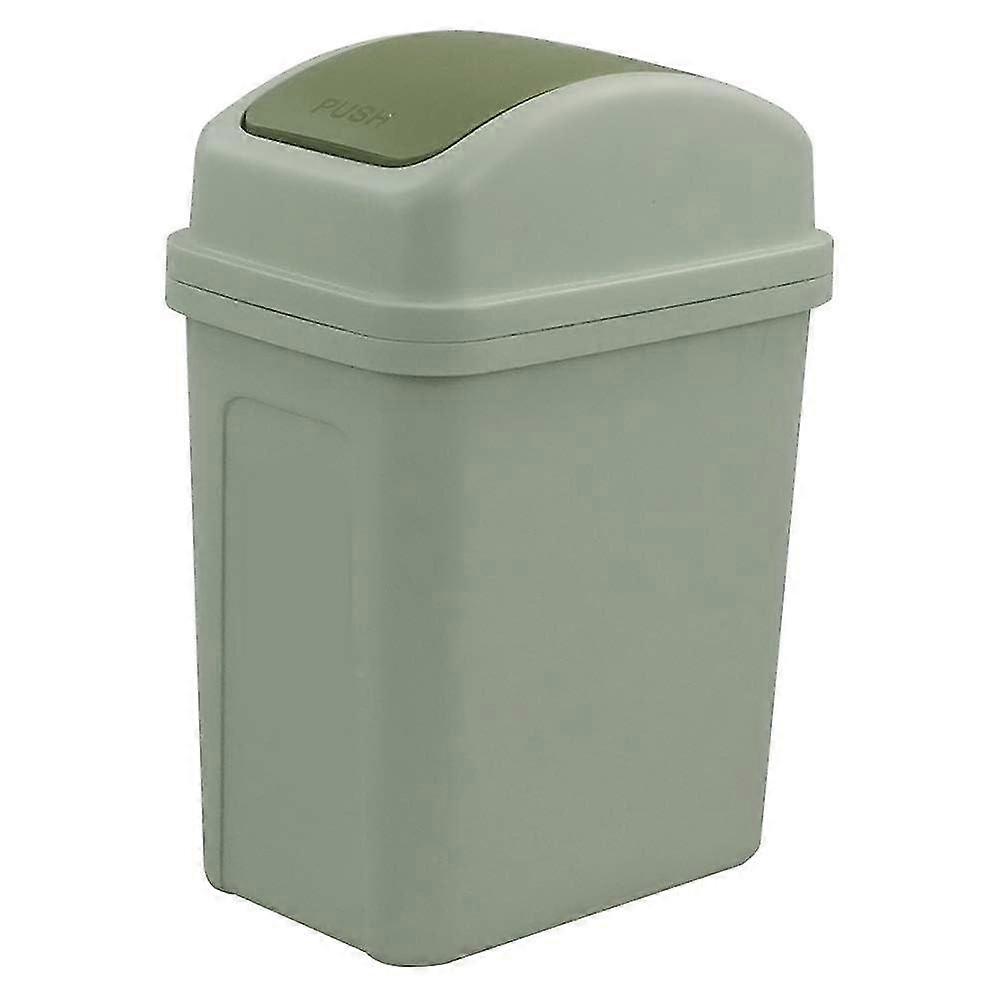 10L Plastic Trash Can, Plastic Trash Can with Lid（Green）