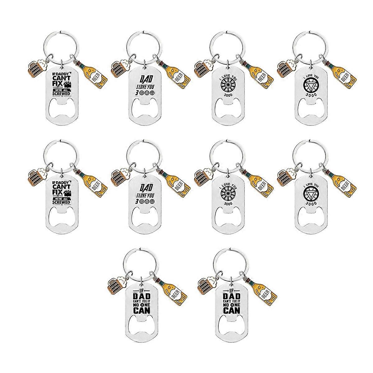 10pcs Carved Key Chains, Bottle Openers